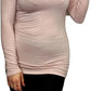 Ladies polo roll neck long sleeve jumper in Rose Pink color