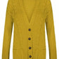 Women’s chunky Aran cable knit button cardigan in Mustard color