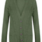 Women’s chunky Aran cable knit button cardigan in Khaki color