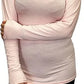Ladies polo roll neck long sleeve jumper in Nude color