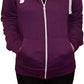 Ladies fleece hooded top with zipper in Purple color