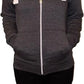 Ladies fleece hooded top with zipper in Charcoal color