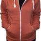 Ladies fleece hooded top with zipper in Coral color