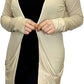 Ladies long sleeve open front pocket cardigan in Stone color