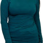 Ladies polo roll neck long sleeve jumper in Teal color