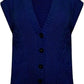 Ladies sleeveless cable knit cardigan vest with 5 buttons and 2 pockets in Navy color