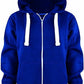 Ladies fleece hooded top with zipper in Royal Blue color