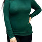 Ladies polo roll neck long sleeve jumper in Bottle Green color