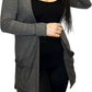 Ladies long sleeve open front pocket cardigan in Charcoal color