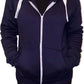 Ladies fleece hooded top with zipper in Navy color