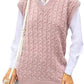 Women’s cable knit sleeveless jumper vest in Nude color