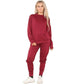 Ladies plain tracksuit joggers and sweatshirt in Wine color