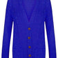 Women’s chunky Aran cable knit button cardigan in Royal Blue color
