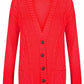 Women’s chunky Aran cable knit button cardigan in Red color