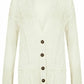 Women’s chunky Aran cable knit button cardigan in Cream color