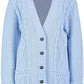Women’s chunky Aran cable knit button cardigan in Sky Blue color