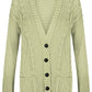 Women’s chunky Aran cable knit button cardigan in Beige color