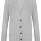 Women’s chunky Aran cable knit button cardigan in Silver color