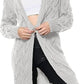 Ladies oversized long hooded cable knit cardigan in Silver color