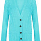Women’s chunky Aran cable knit button cardigan in Turquoise color