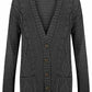 Women’s chunky Aran cable knit button cardigan in Charcoal color