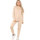 Ladies plain tracksuit joggers and sweatshirt in Stone color