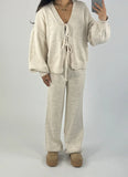 Women’s bow tie front cardigan in Beige color