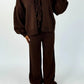 Women’s bow tie front cardigan in Brown color