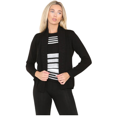 Women’s fine knitted striped jumper in Black color