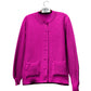Women’s stitch crew neck cardigan in Fuchsia color