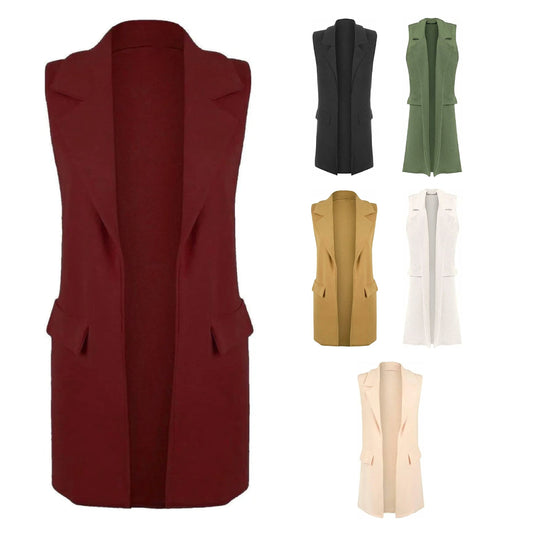 Women’s sleeveless long waistcoat in all colors