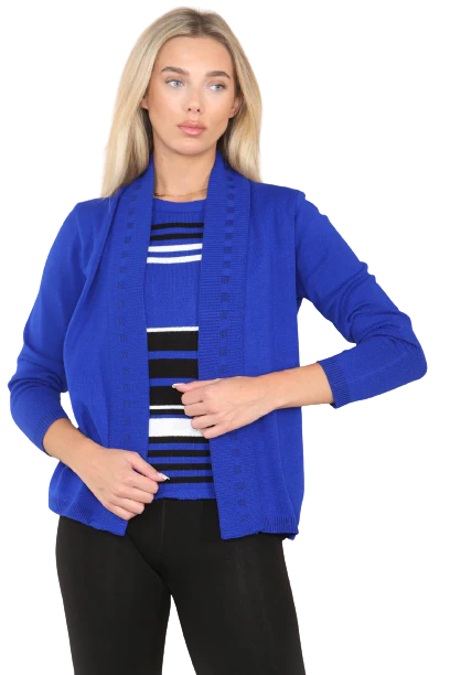 Women’s fine knitted striped jumper in Royal Blue color
