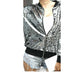 Ladies sequin glitter bomber jacket in Silver color
