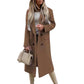 Women's mid-length wool winter coat in Camel color