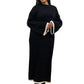 Women’s long knitted dress with contrast edge in Black color
