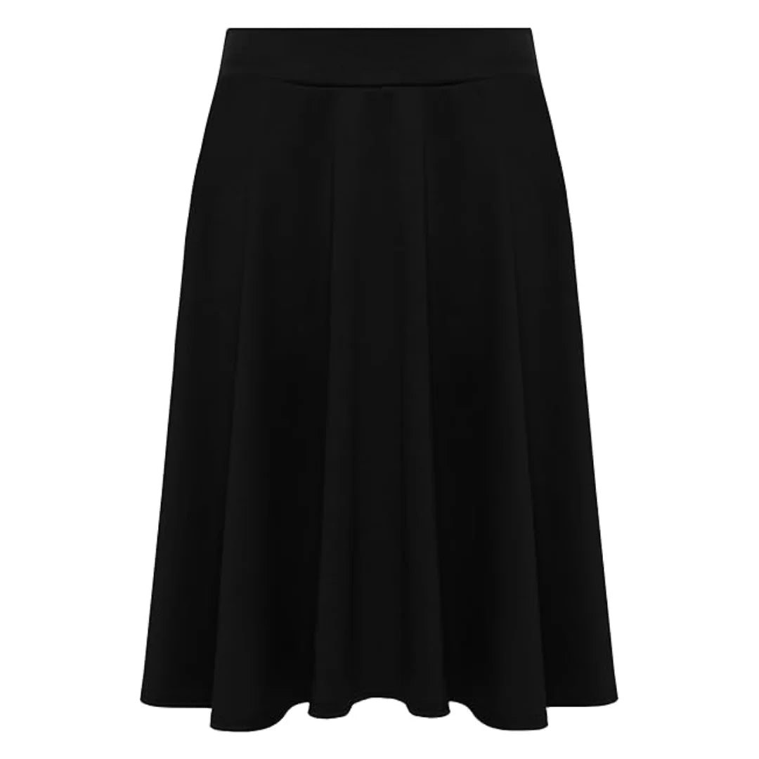 Ladies plain stretchy skater skirt in Black color