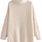 Women’s chunky knitted high roll neck jumper dress in beige color