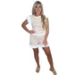Women’s ribbed co ord shorts set in Beige color