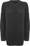 Ladies long knitted tunic jumper dress in Black color