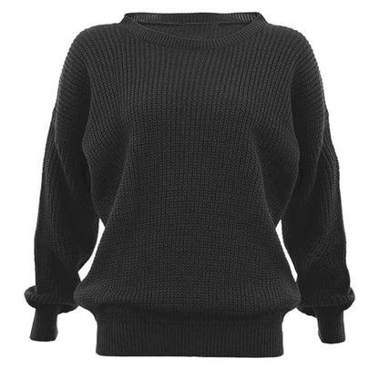 Ladies chunky fisherman jumper in Black color