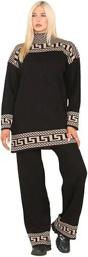 Ladies high neck geometric print jumper suit in Black color