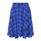 Ladies plain stretchy skater skirt in Blue Tartan color