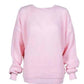 Ladies chunky fisherman jumper in pink color