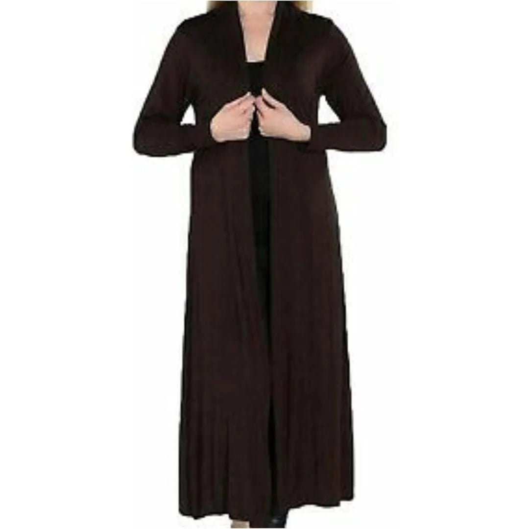 Women’s plus size maxi long cardigan in Brown color