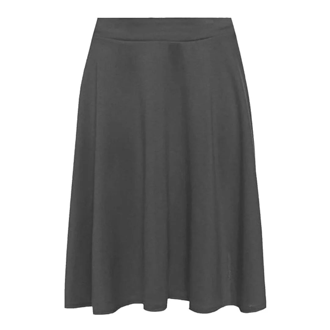 Ladies plain stretchy skater skirt in Charcoal color