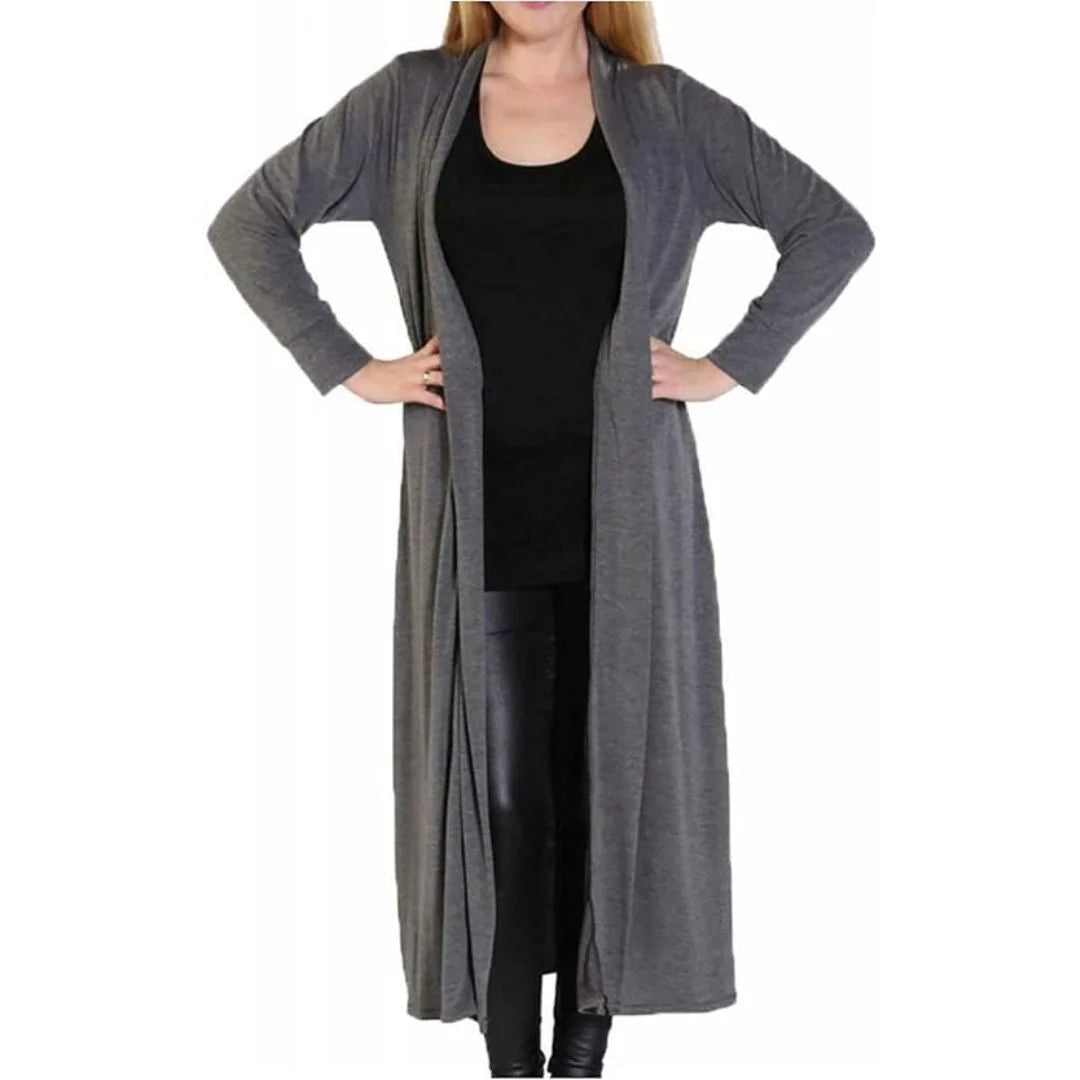 Women’s plus size maxi long cardigan in Charcoal color
