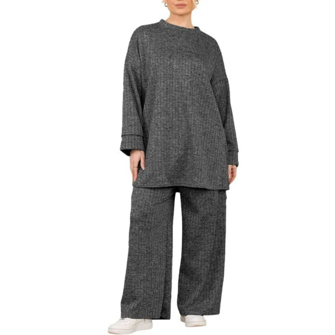 Women’s velvet hooded tracksuit set in Charcoal color