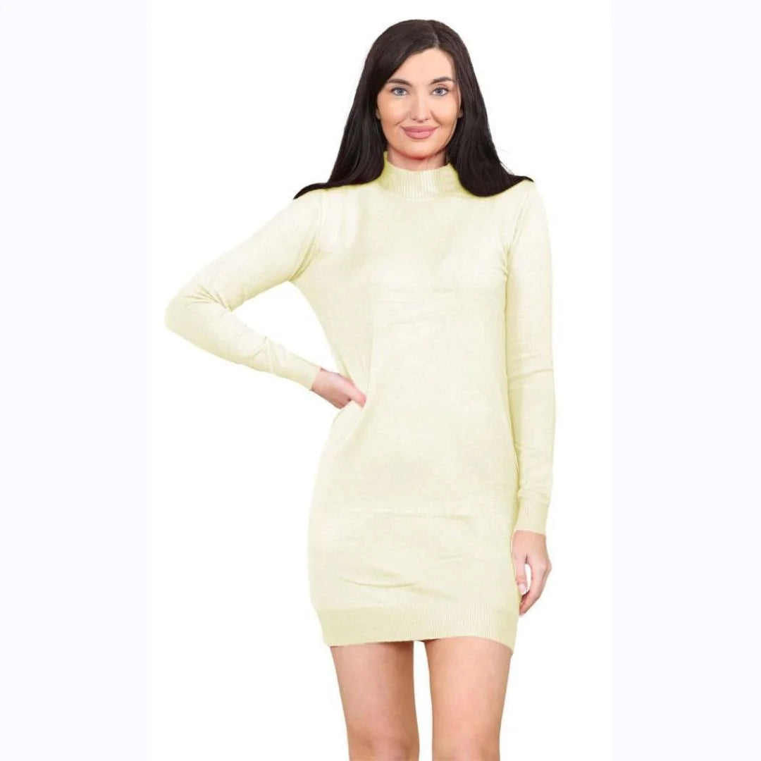 Women’s knitted jumper midi dress in Cream color