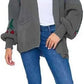 Women’s cherry print knit cardigan in Charcoal color