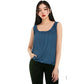 Women’s sleeveless bubble hem tank top in Denim Blue color